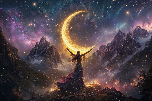 In the embrace of the cosmos, I find my spirit dancing with the stars. As the crescent moon cradles the night, I am reminded ...