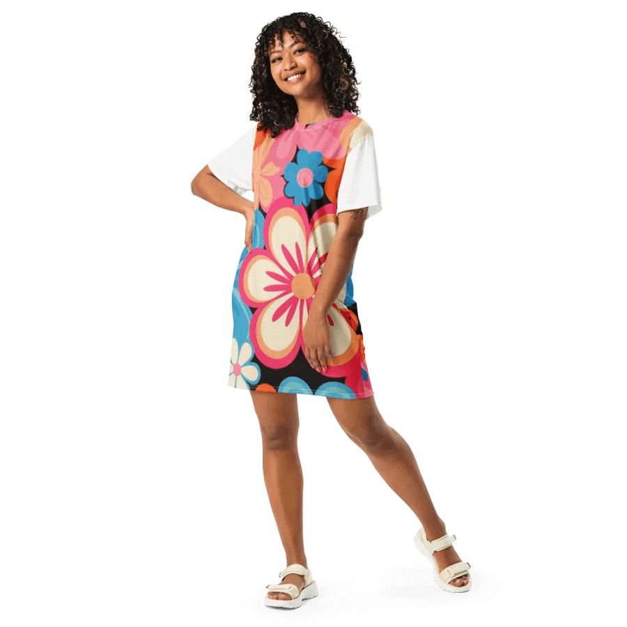 Retro Floral Fantasy T-Shirt Dress product image (2)