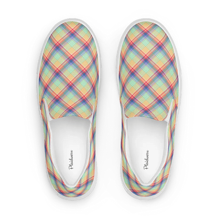 Bright Pastel Plaid Women's Slip-On Shoes product image (1)