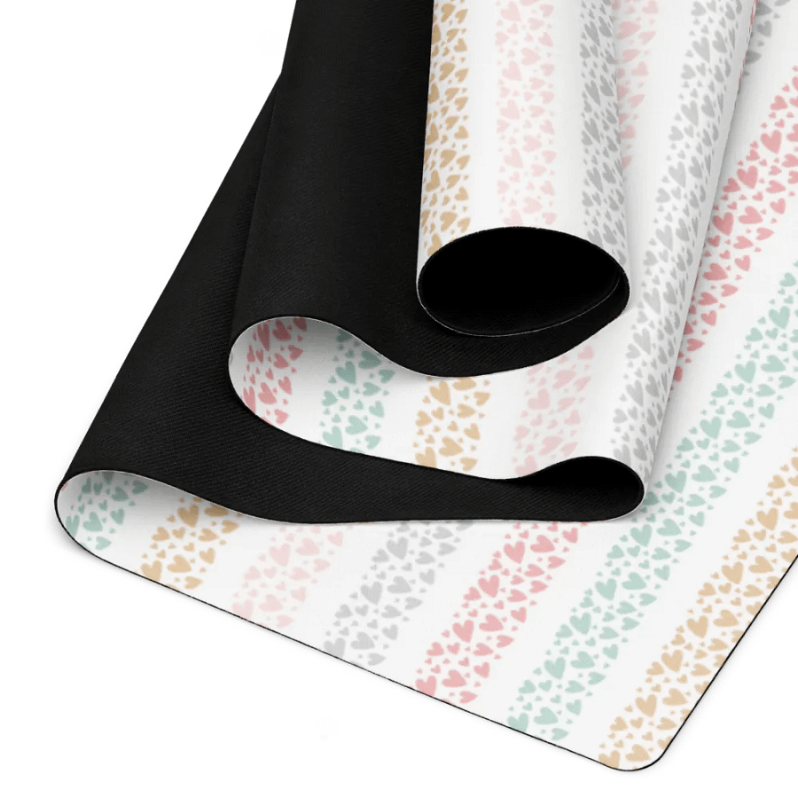 Colorful Pastel Heart Shaped Stripes Yoga Mat by Treasure Pie product image (3)