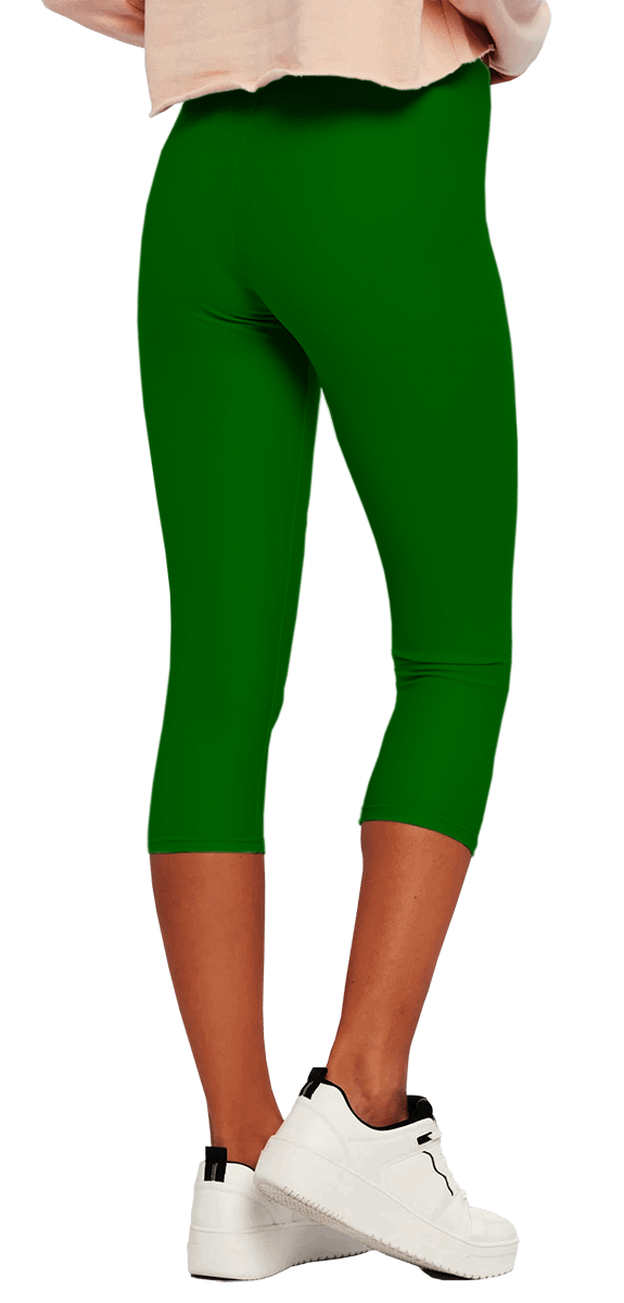 Plain Color Dark Green Yoga Capri Leggings product image (3)