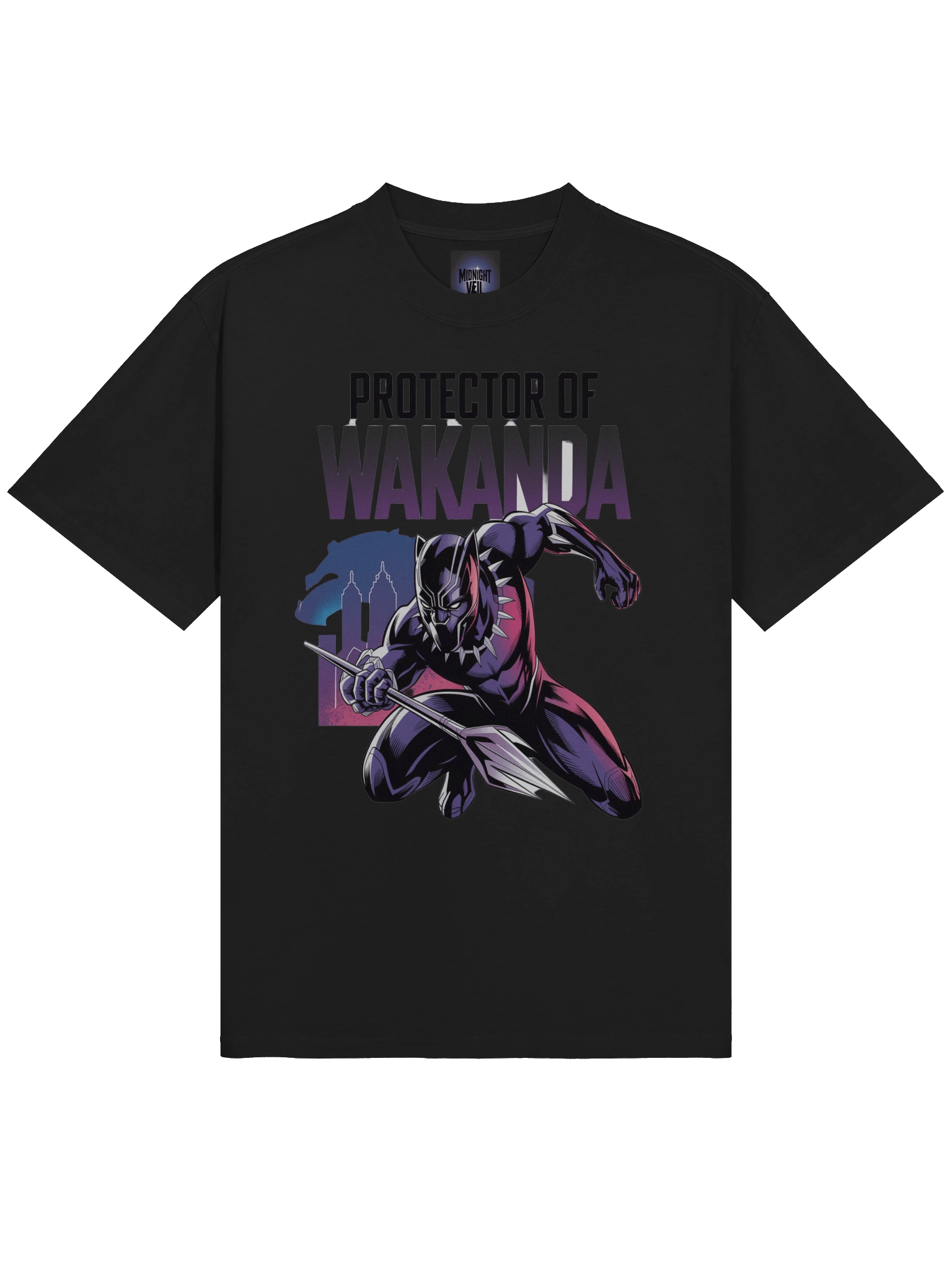 Black Panther Protector of Wakanda Oversized Faded T-Shirt – Vibranium Shadow Leap product image (5)