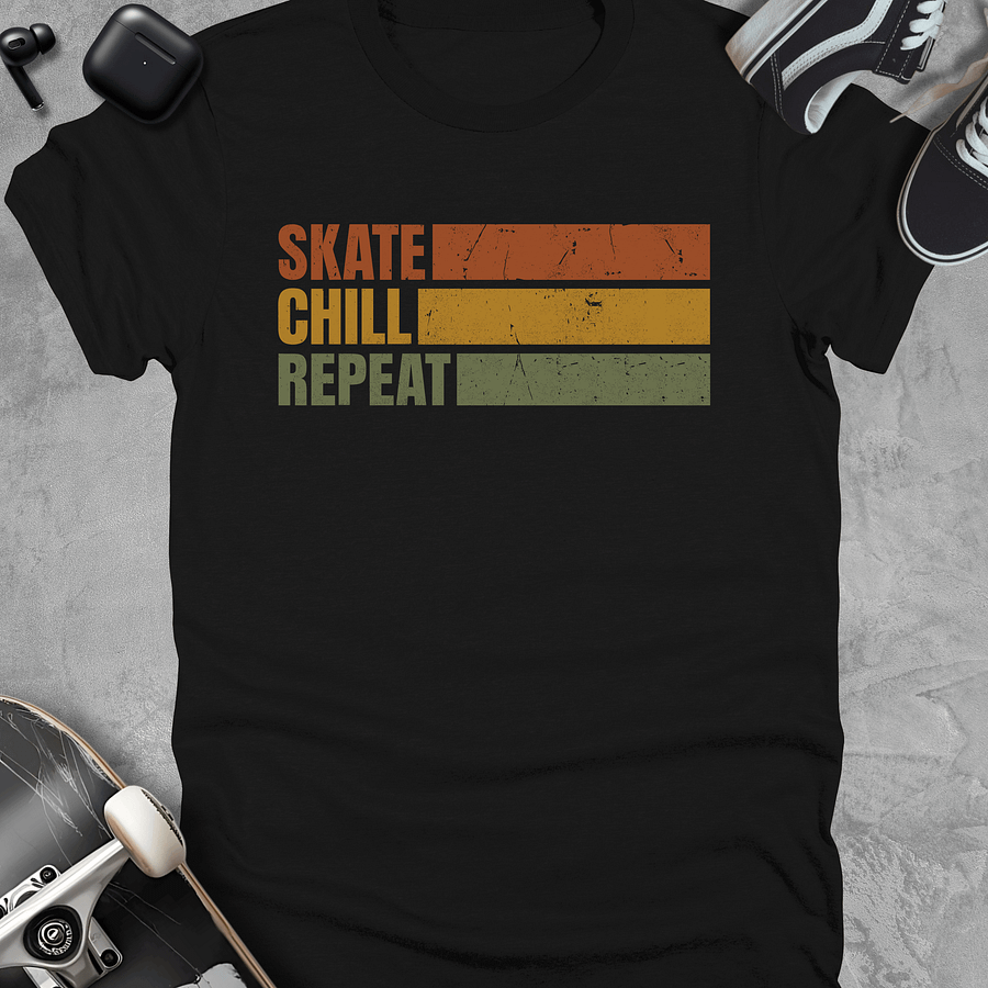 Skate chill repeat, Funny skateboarding t-shirt, Unisex product image (1)