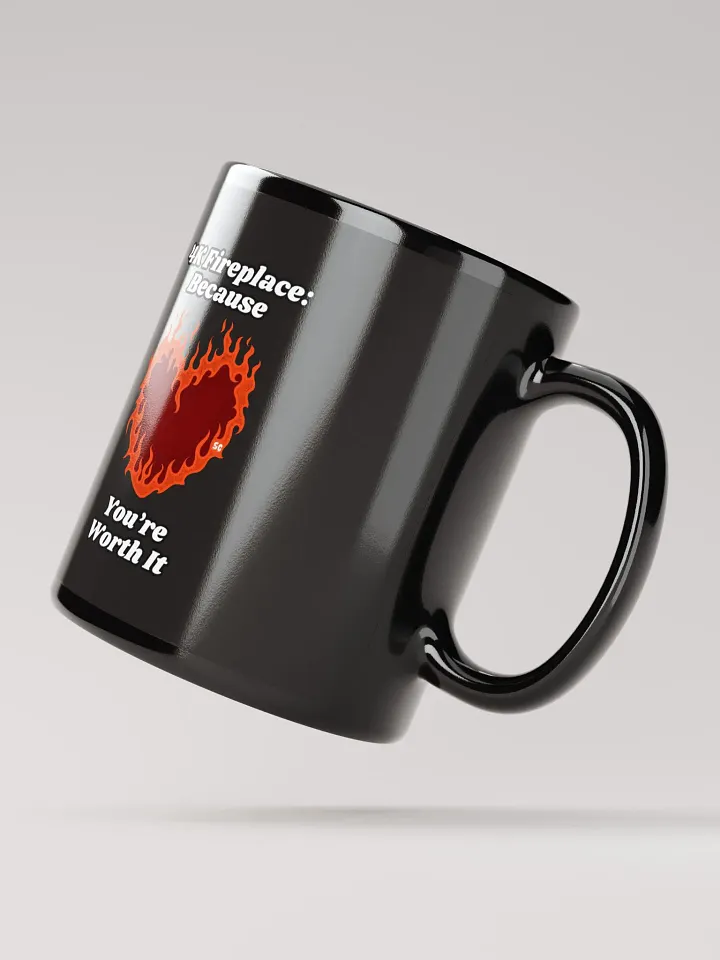 Flaming Heart - 4K Fireplace: Because You're Worth It | Black Glossy Mug product image (2)