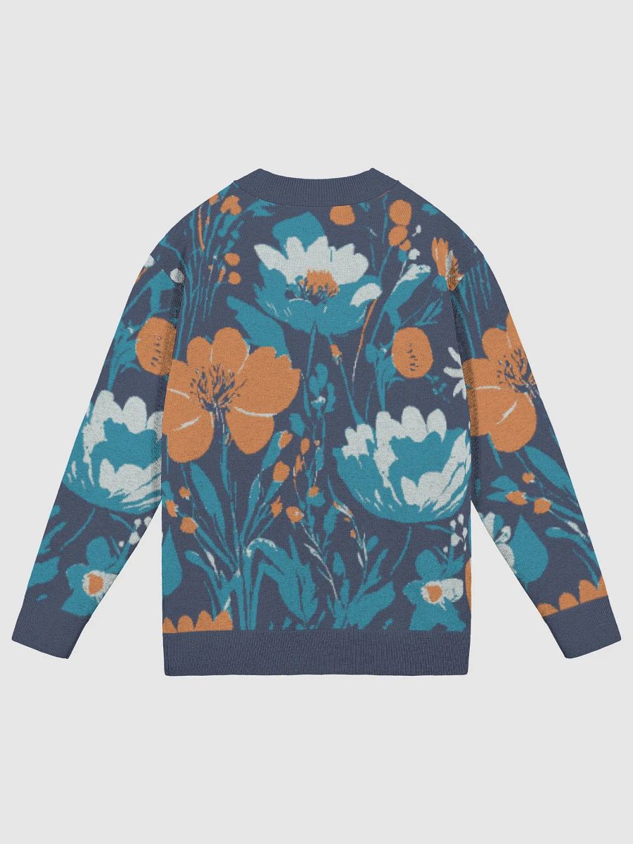 Chic Teal Flower Garden Knitted Cardigan product image (2)