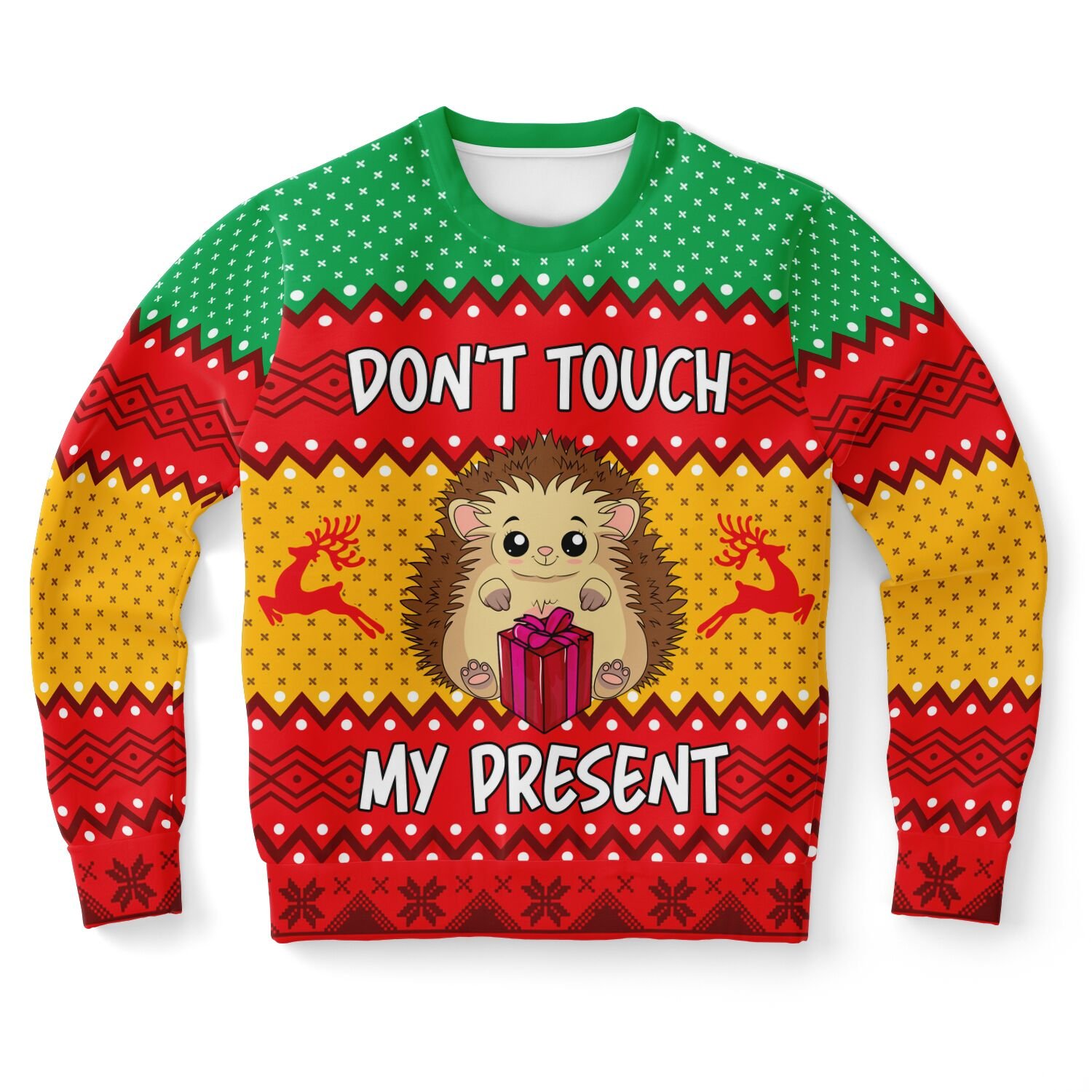 "Don't Touch My Present" Hedgehog Christmas Sweatshirt | Funny Holiday Gift Guard Sweater | Christmas Party Outfit product image (9)