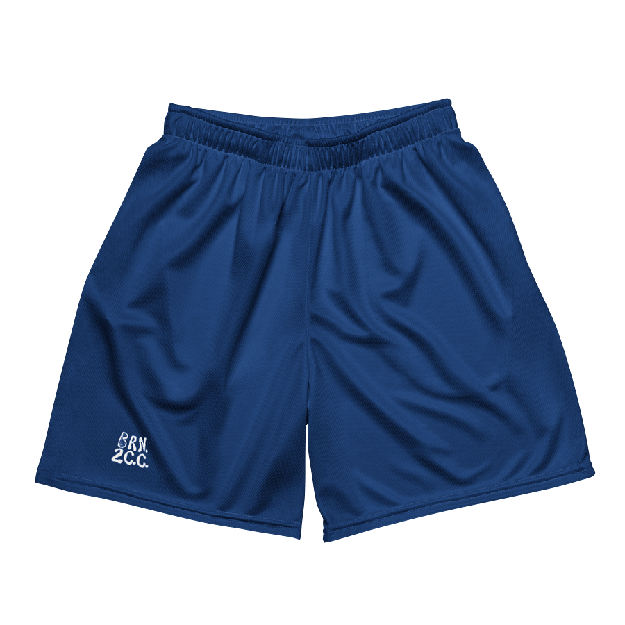 Women's | BRN.2C.C.™ Mesh Shorts | Coastal Cool Meets Sporty Style | Recycled Unisex Activewear 🌊🔥| White Logo on Cerulean Blue product image (4)
