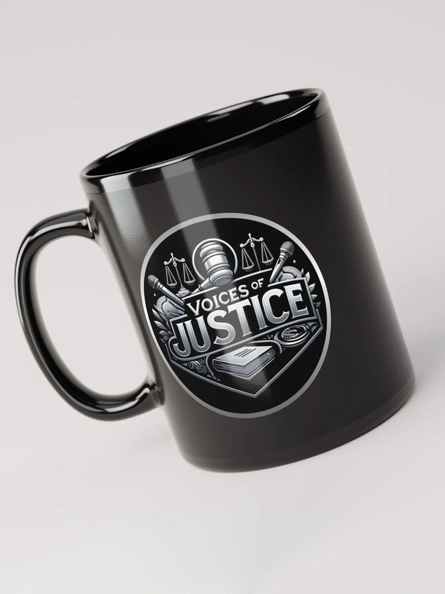 Voices of Justice Emblem Black Glossy Mug product image (3)