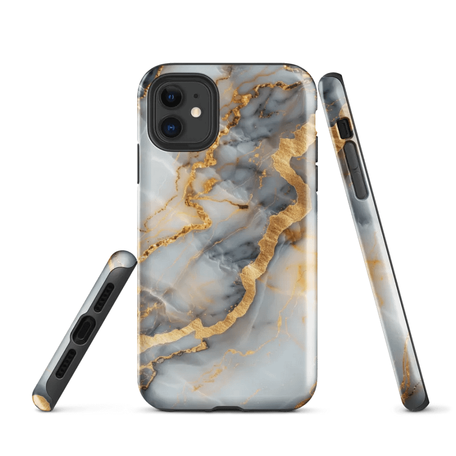 White Gold Marble Tough iPhone Case product image (1)