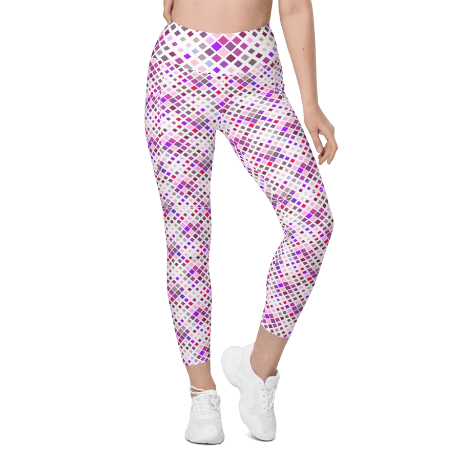 Colorful Square Pattern Design Leggings with Pocket - v2 product image (5)