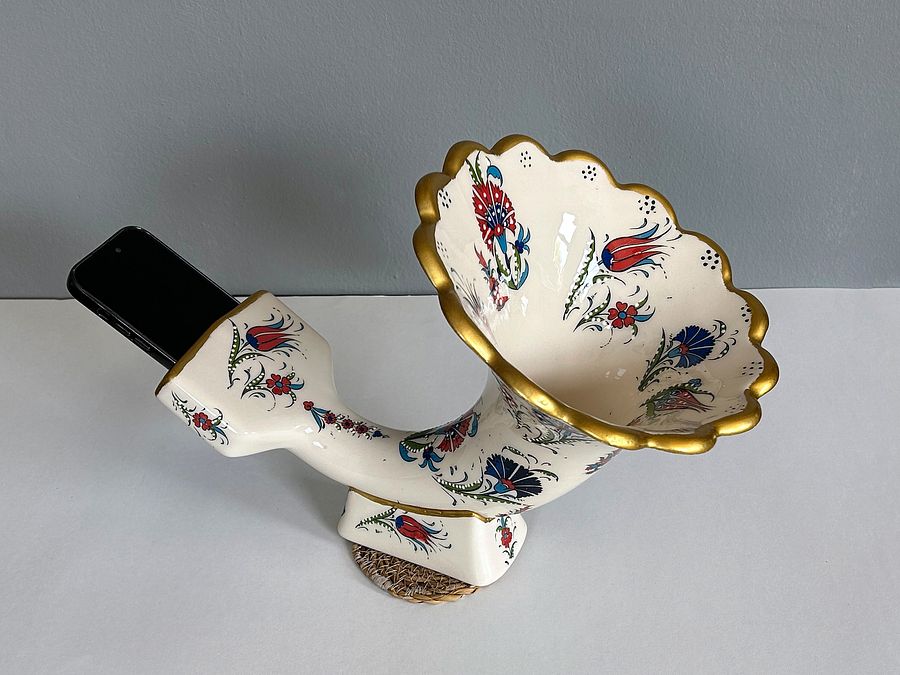 Handmade Ceramic Gramophone Speaker, Amplifier, Sound Bomb — handmade pottery product image (3)