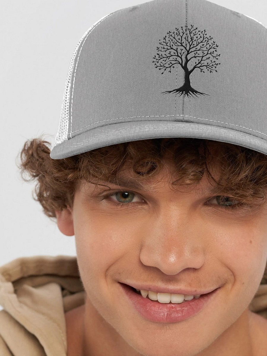 Tree of Life Christian Trucker Hat - Heather Grey/White | Proverbs 11:30 product image (8)