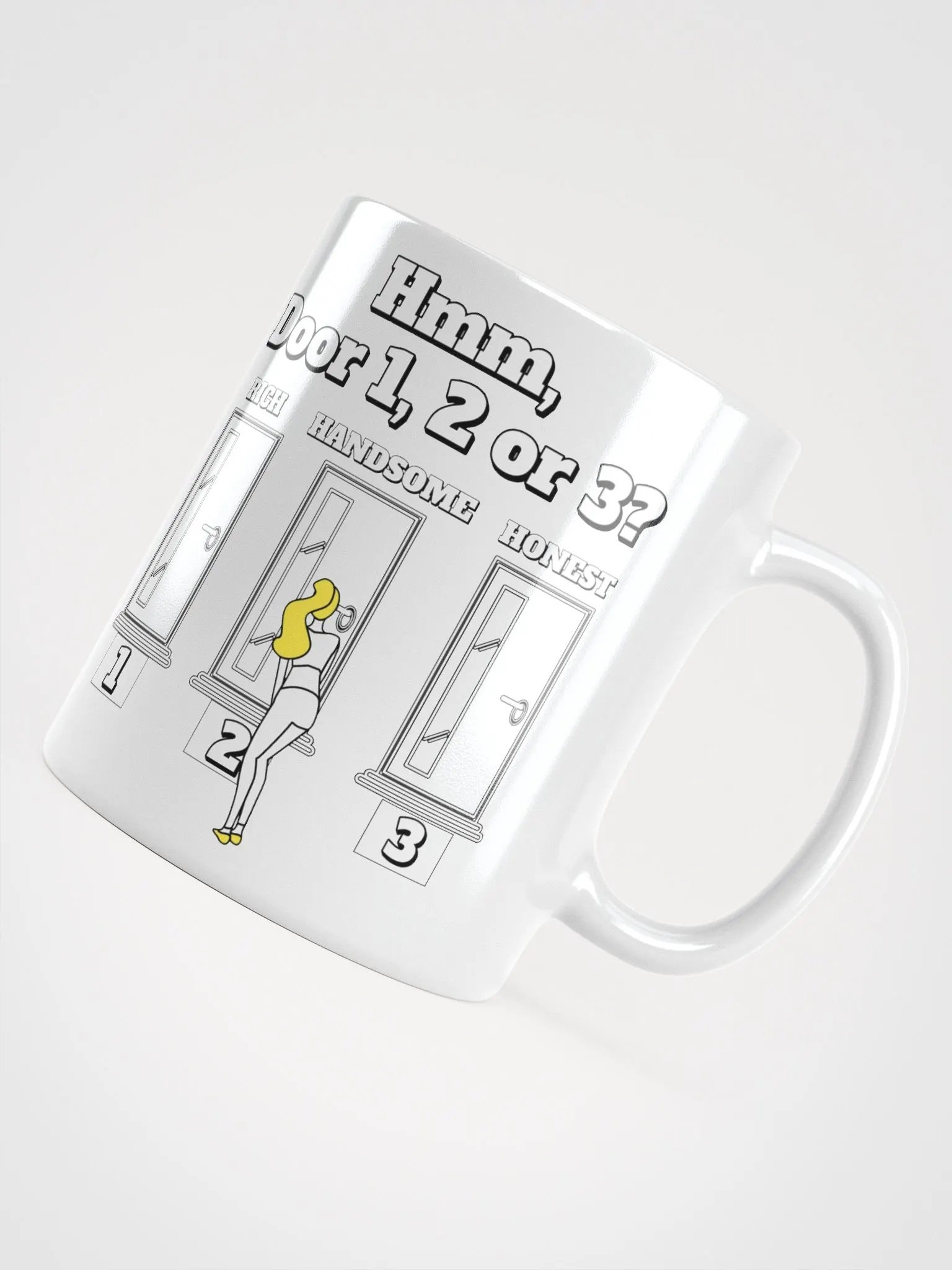 Hmm, Door 1, 2, 3? Funny Humorous White Mug product image (11)