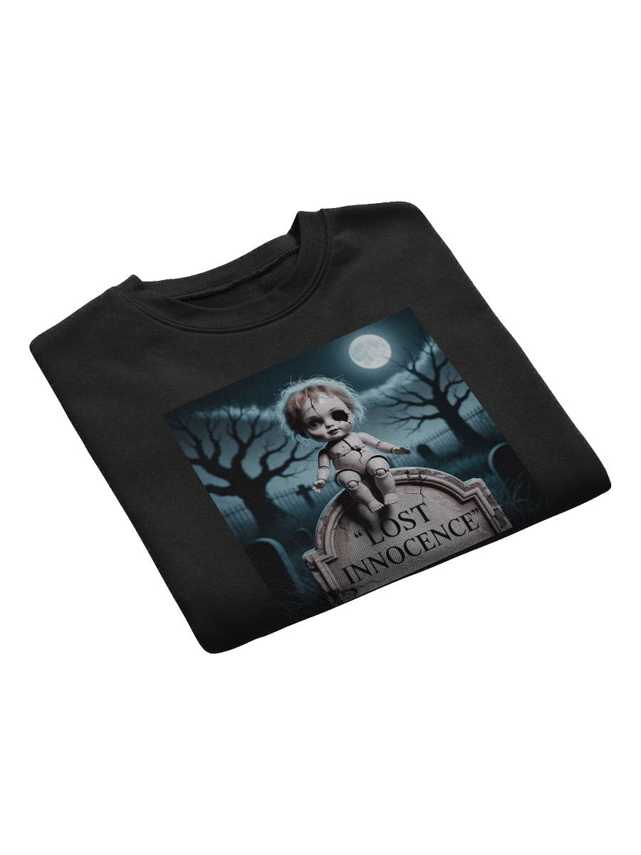 Lost Innocence Women's Fleece Crop Sweatshirt - Black Gothic Design by Midnight Veil Designs product image (7)