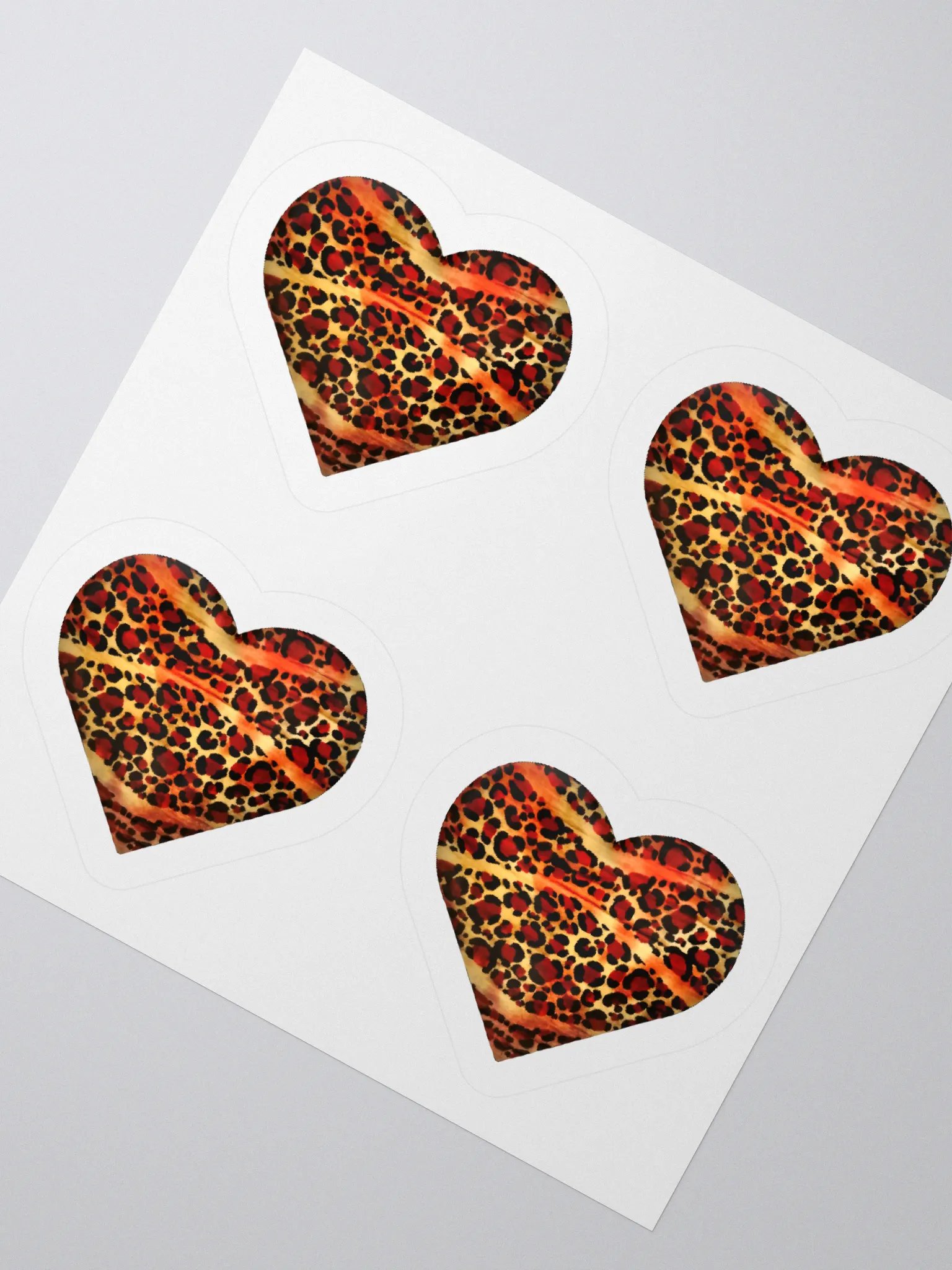 Leopard Skin Red Gold Stripes Heart - Kiss Cut Sticker product image (2)