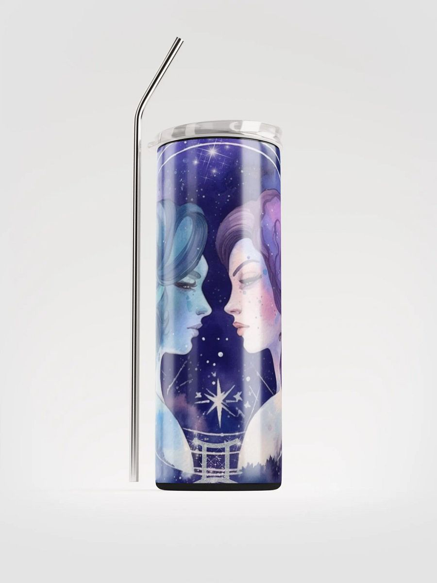 Illustrated Purple Gemini Zodiac Stainless Steel Tumbler - Keep Your Spirits High product image (1)