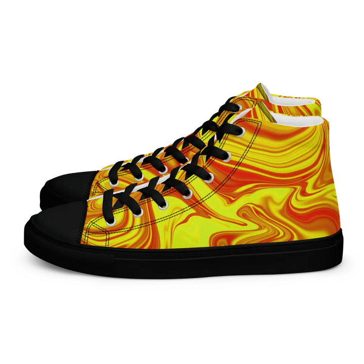 Men's High Top Canvas Shoes - Yellow and Red Digital Fluid Art product image (2)