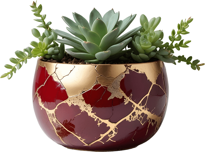 Kintsugi Elegance – Garnet Succulent Planter PNG product image (1)