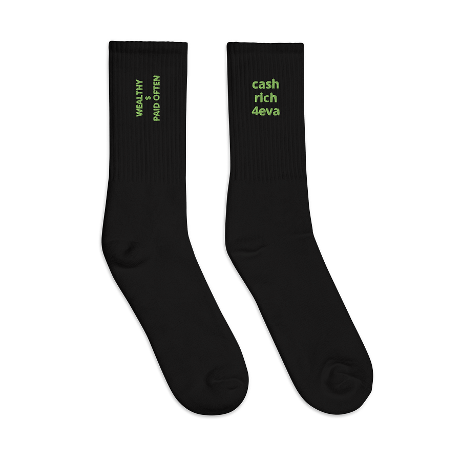 FAST MONEY GREEN WEALTHY $ PAID OFTEN Crew Socks product image (7)