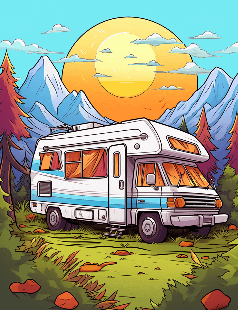 300 RV Road Trip Coloring Pages For Adults product image (6)