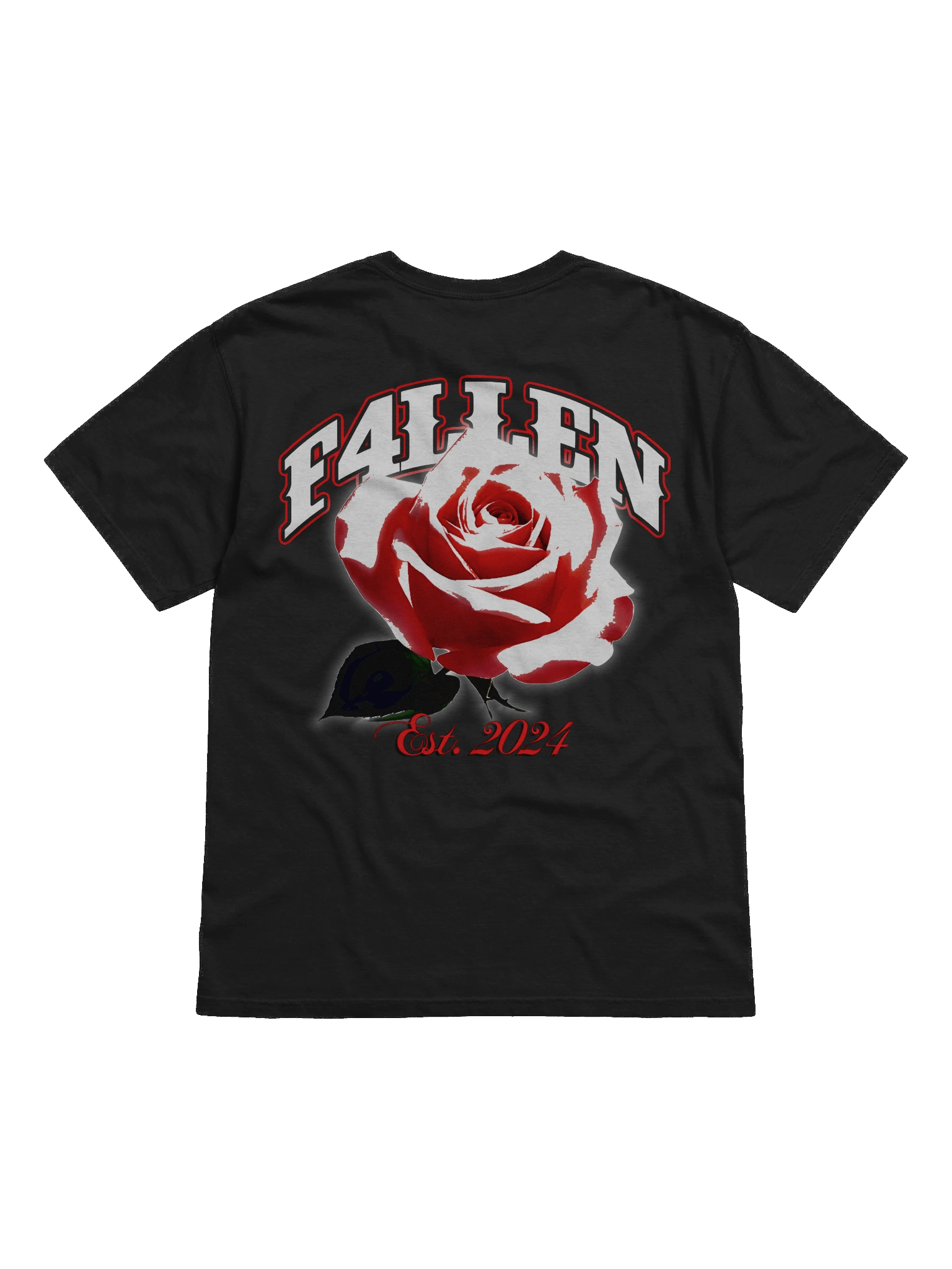 F4LLEN Red Flower T-shirt [ Black ] product image (1)