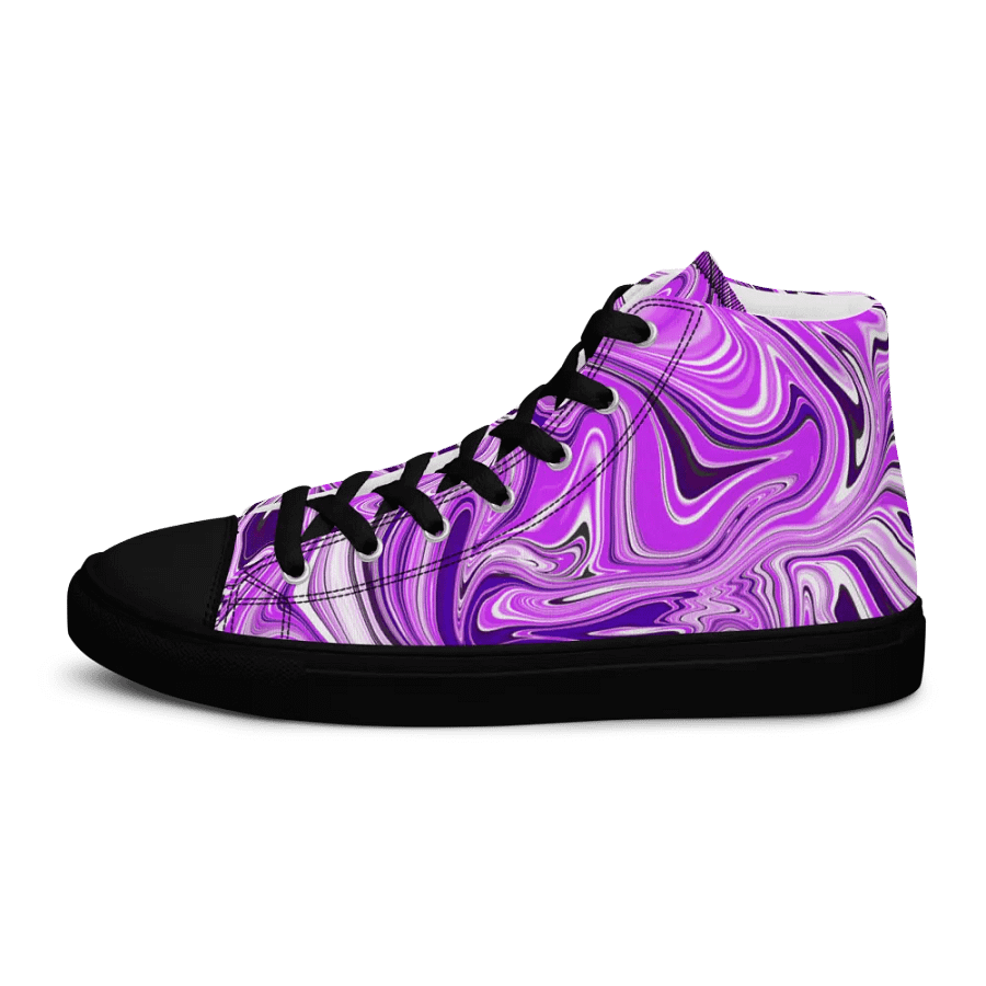 Women's High Top Canvas Shoes - Purple Digital Fluid Art product image (9)