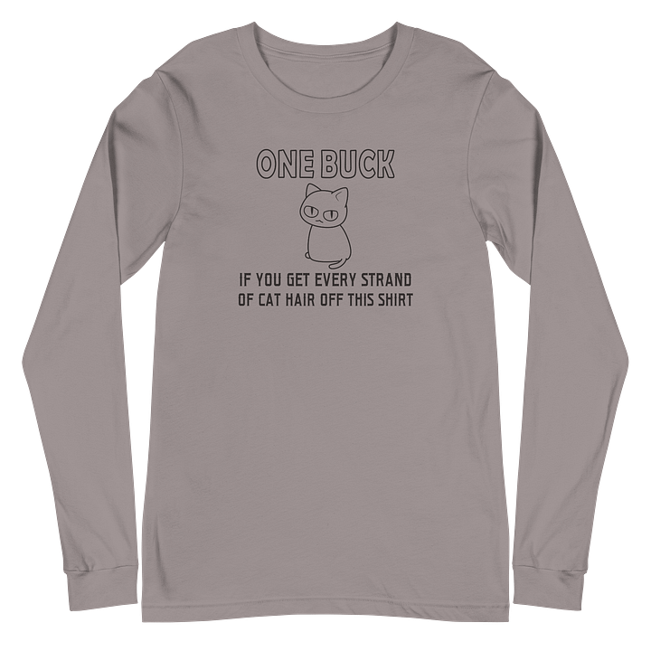 Cat Hair on Shirt Unisex Long Sleeve Tee, Black Print product image (2)