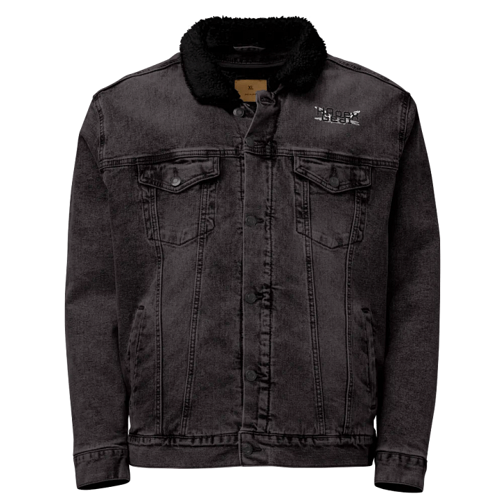 Unisex Sherpa Denim Jacket - Embroidered - Black HApex Gear Black Logo product image (1)