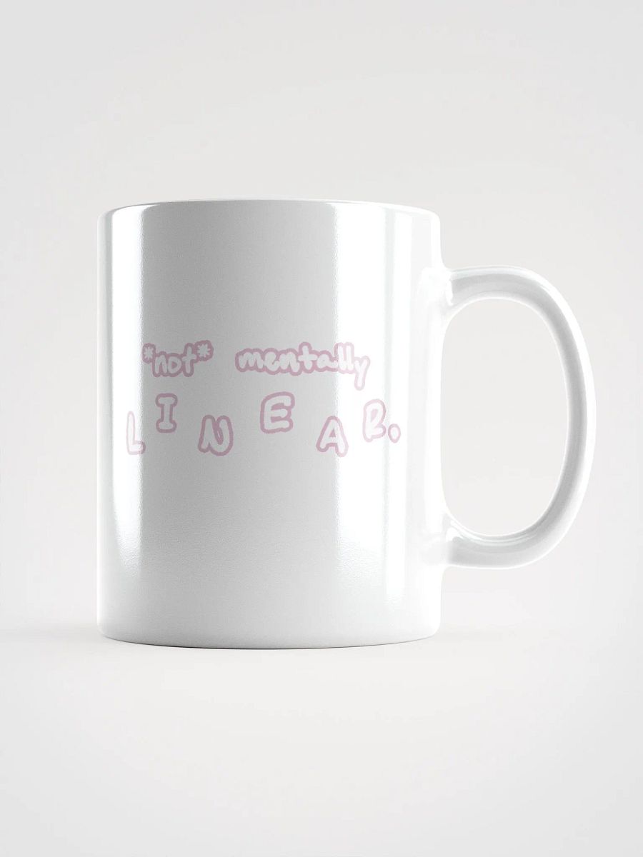 *not* mentally linear (lined design, #E1B9CE) glossy white mug product image (1)