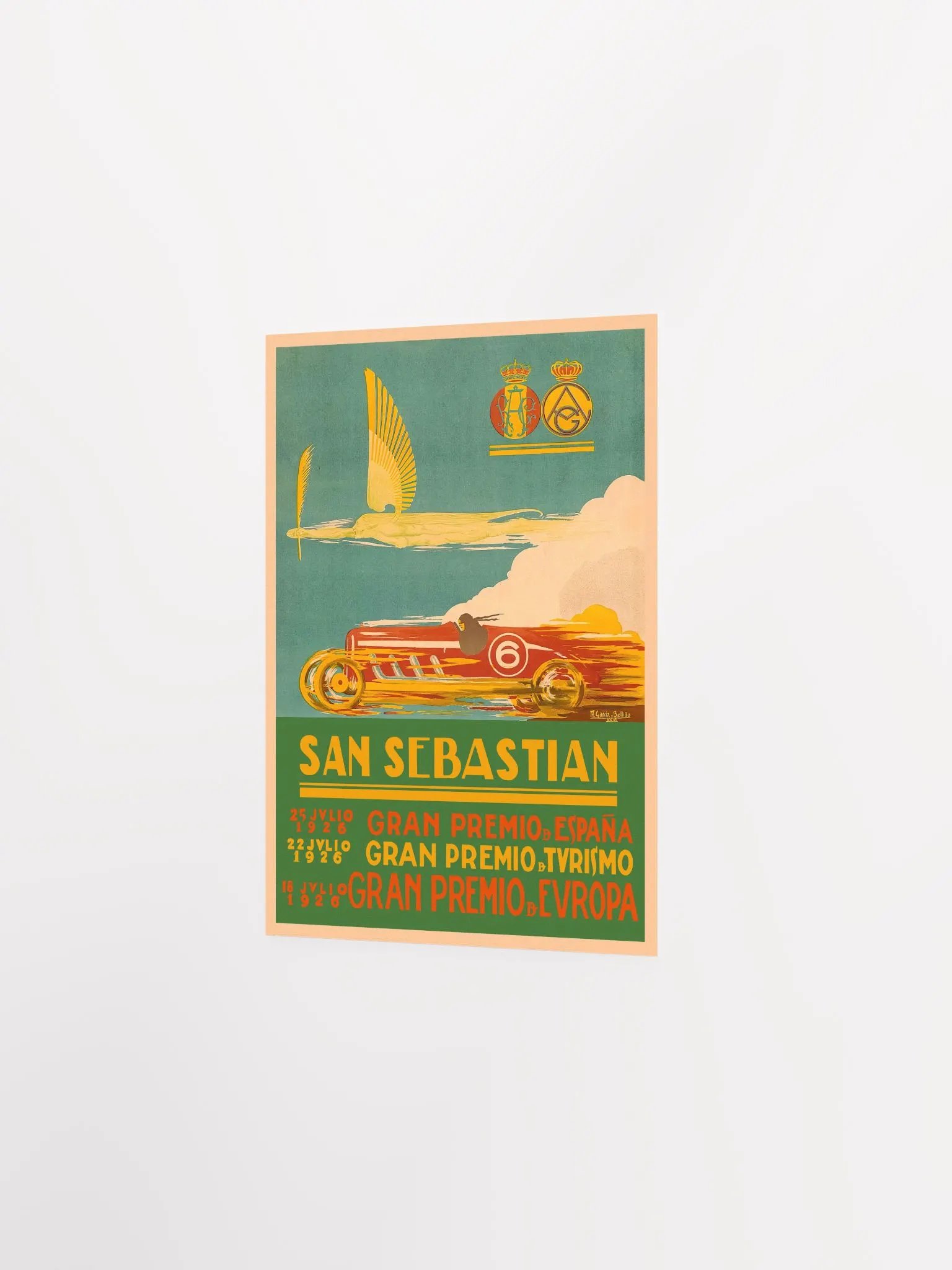 San Sebastian Vintage F1 Grand Prix, 1926 poster — Vintage Formula 1 poster, Monaco Grand Prix poster, retro travel poster, retro travel art product image (7)