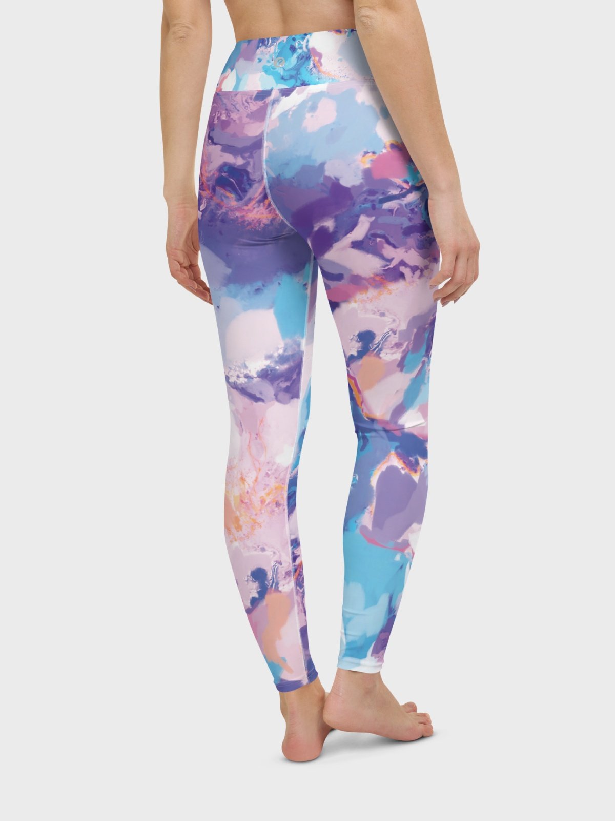 High-Waisted Leggings "Marble Effect Pastel Blue Purple Dreamy Waves" product image (5)