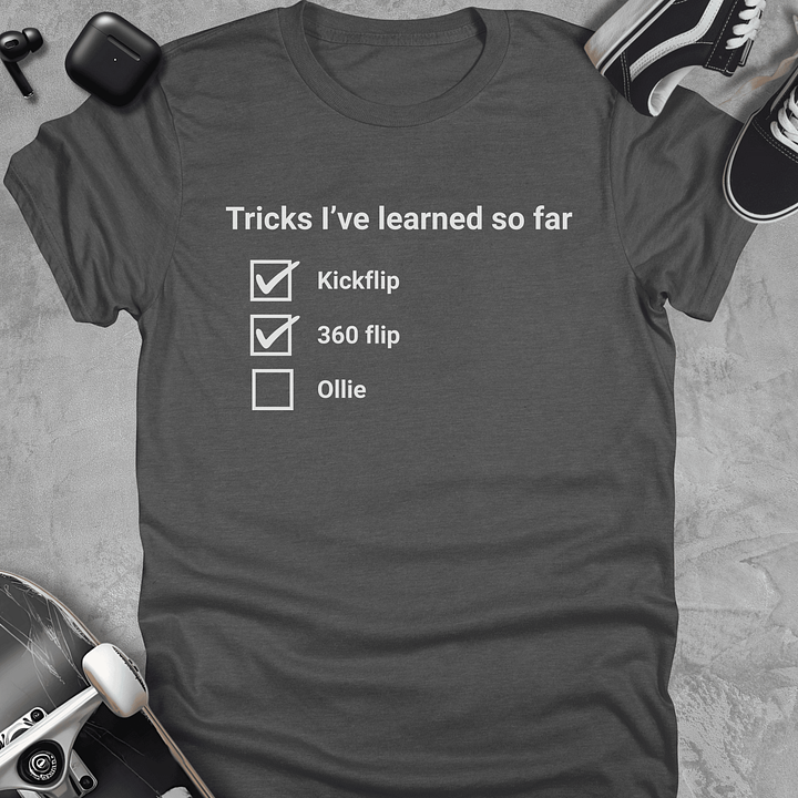 Tricks I've learned so far, Funny skateboarding t-shirt, Unisex product image (4)