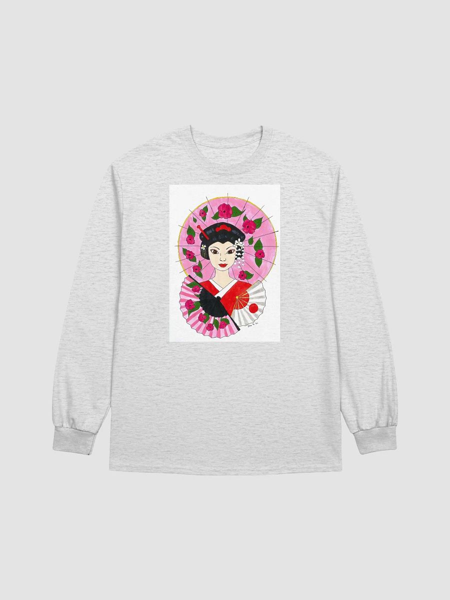 Japanese Geisha (art by Dina R.) acrylic painting - Cotton Long Sleeve T-Shirt product image (2)