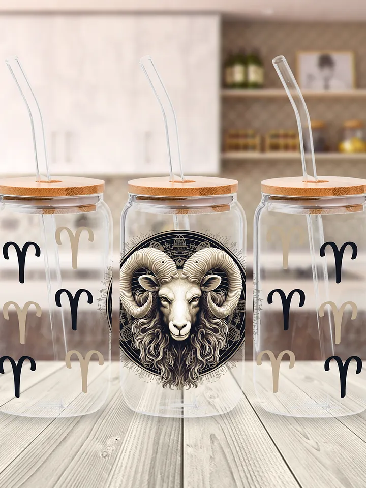 Aries Ram Zodiac Glass Can Sipper product image (1)