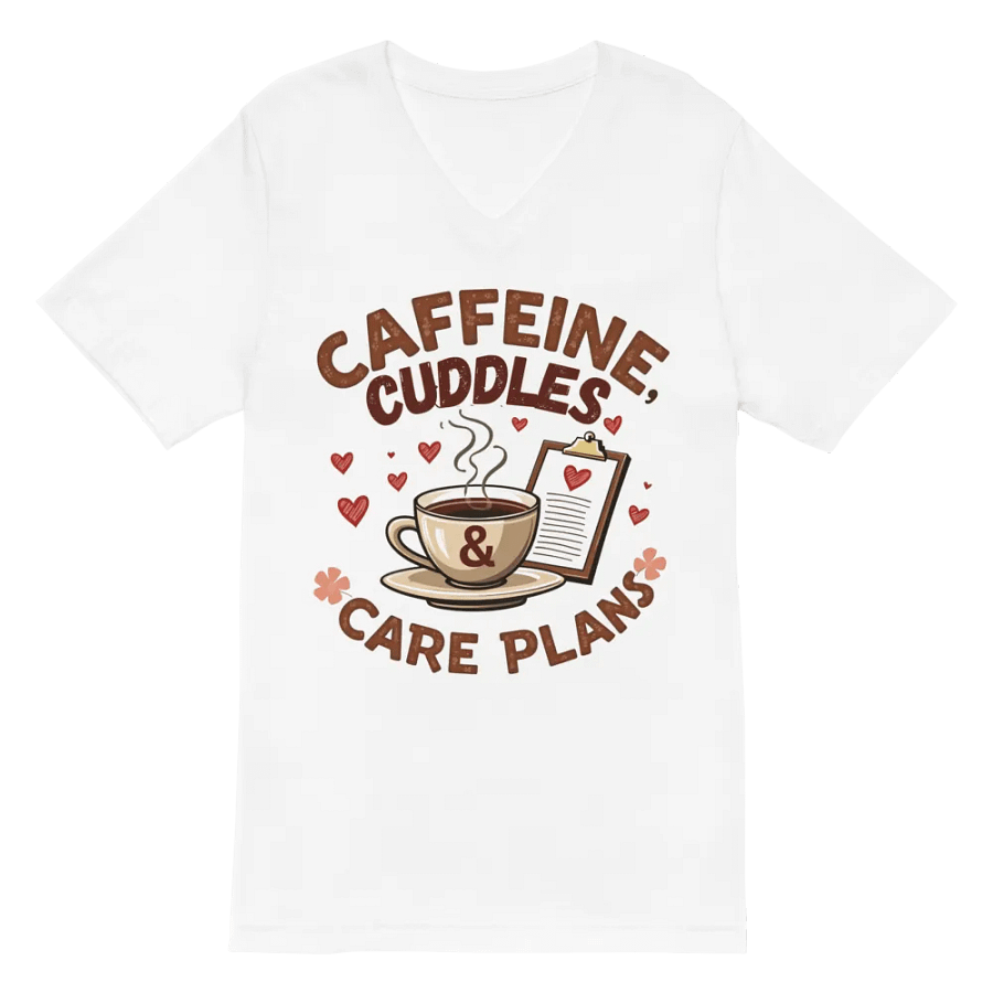 Caffeine, Cuddles, & Care Plans V-Neck Tee product image (2)