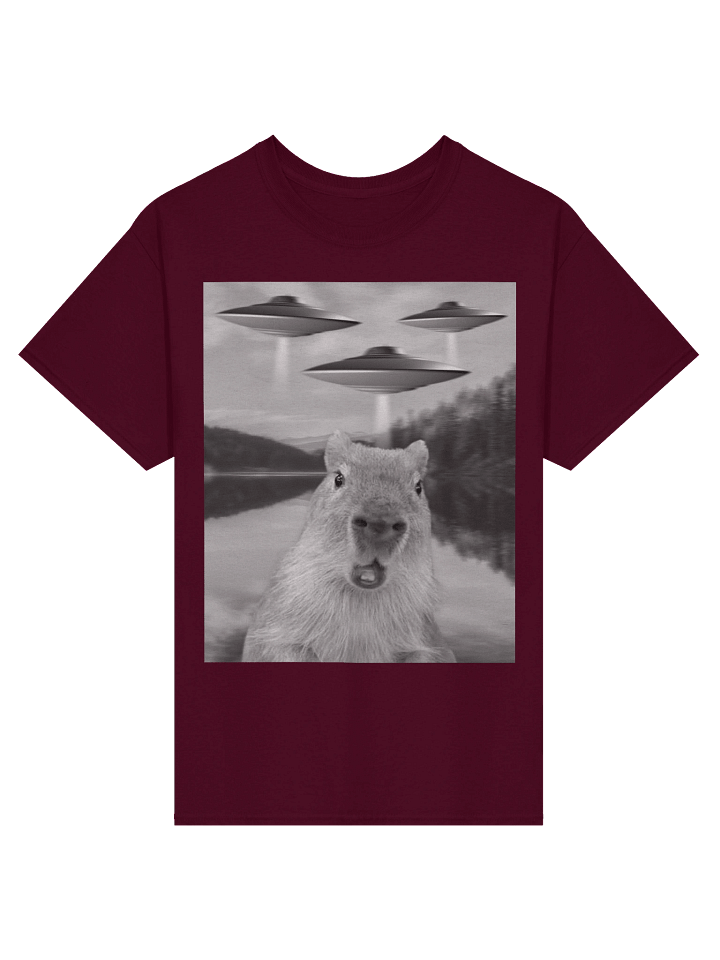 Funny Graphic Tee Capybara Selfie with UFOs Weird product image (2)