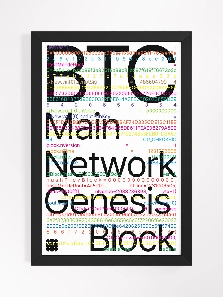 Bitcoin Genesis Block Poster (white) [framed] product image (1)