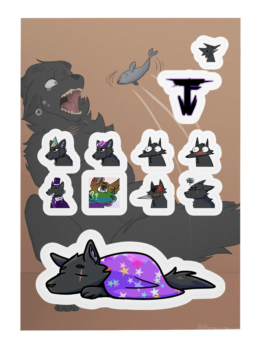 Silly Wolf Emote Sticker Sheet! product image (3)