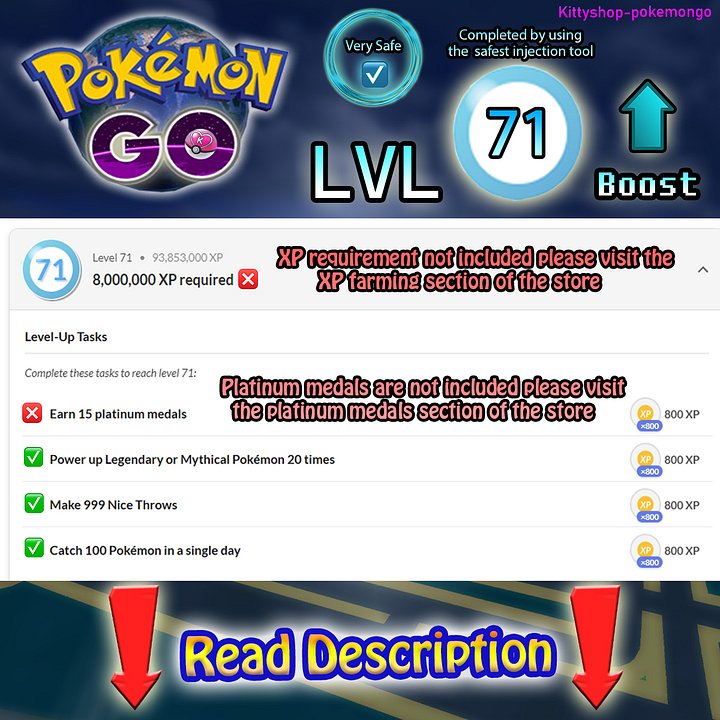 🔵Pokémon Go! LVL 71 Boost ⬆️- level 71 Quests completion fast and Very Safe by an experienced player product image (1)