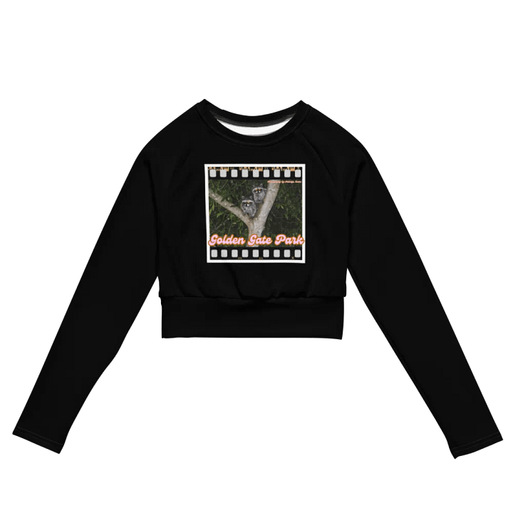 Golden Gate Park Raccoons Black Sleeved Crop Top product image (2)