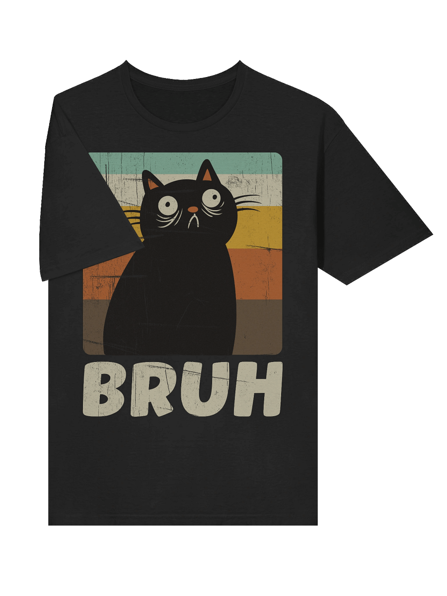 BRUH Black Retro Cat T-Shirt product image (27)