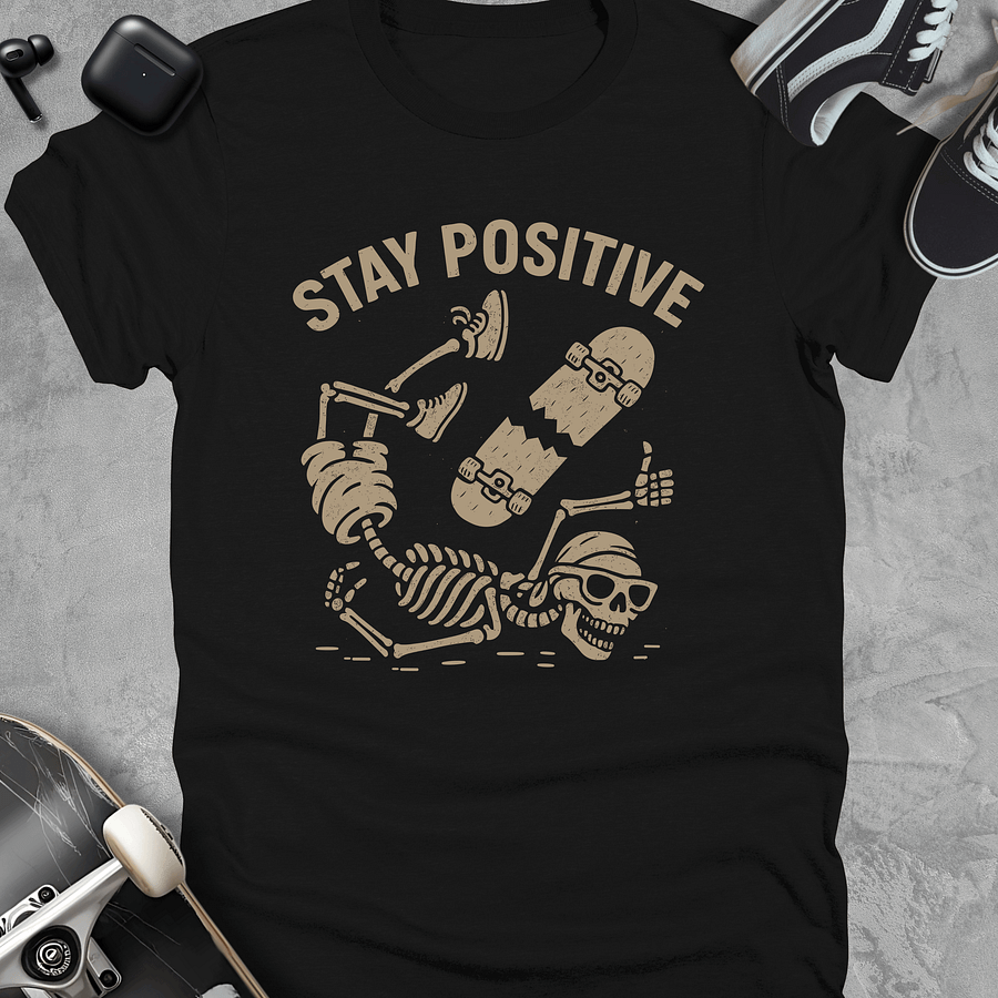 Stay positive, Funny skateboarding t-shirt, Unisex product image (1)