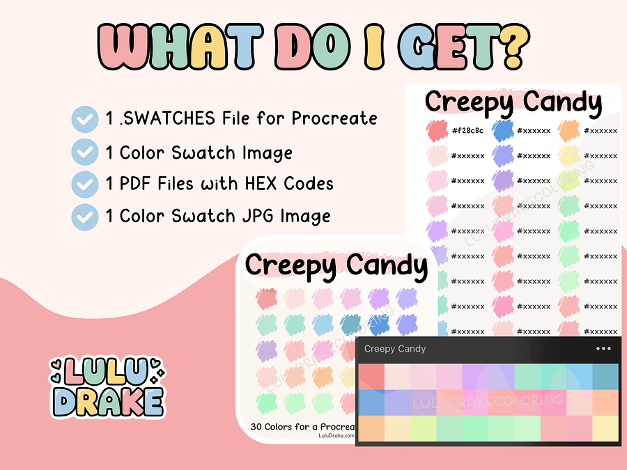 Creppy Candy Procreate Color Palette with HEX Codes ★ DIGITAL ★ product image (5)