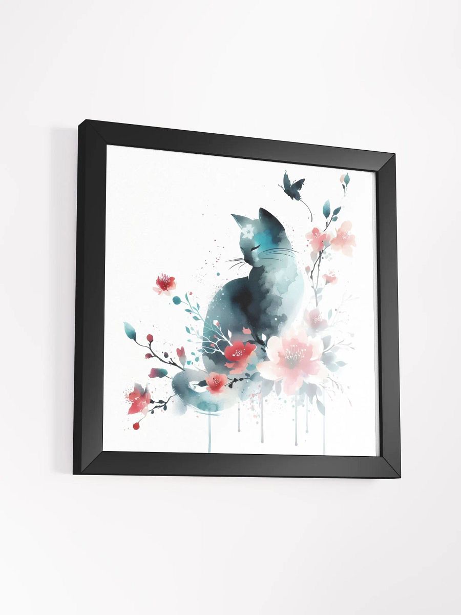 Elegant Watercolor Cat with Blossoms - Wall Art product image (11)
