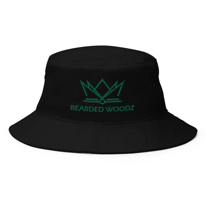 Bearded Woodz Black Bucket Hat (Green Embroidery) product image (1)