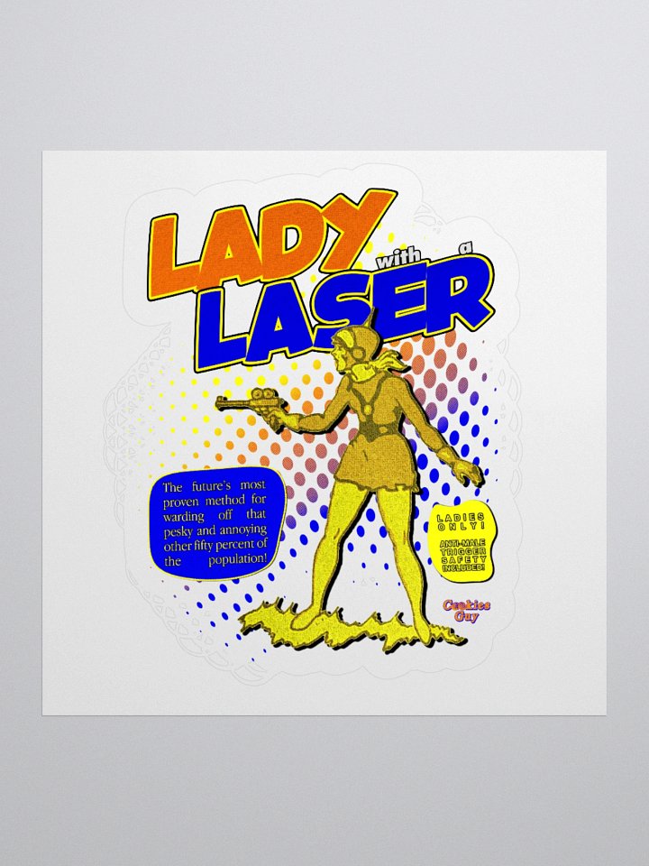"Lady With A Laser" Retro Comic Sticker product image (1)