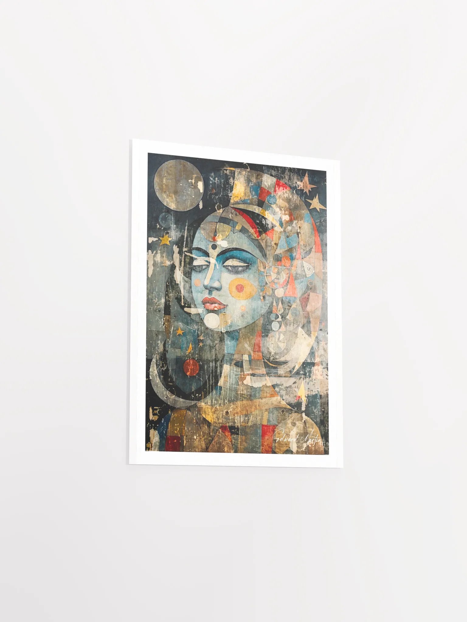 'Moon Goddess' by Edward Martin- Mixed Media Collage-Vibrant Matte Paper Poster product image (4)