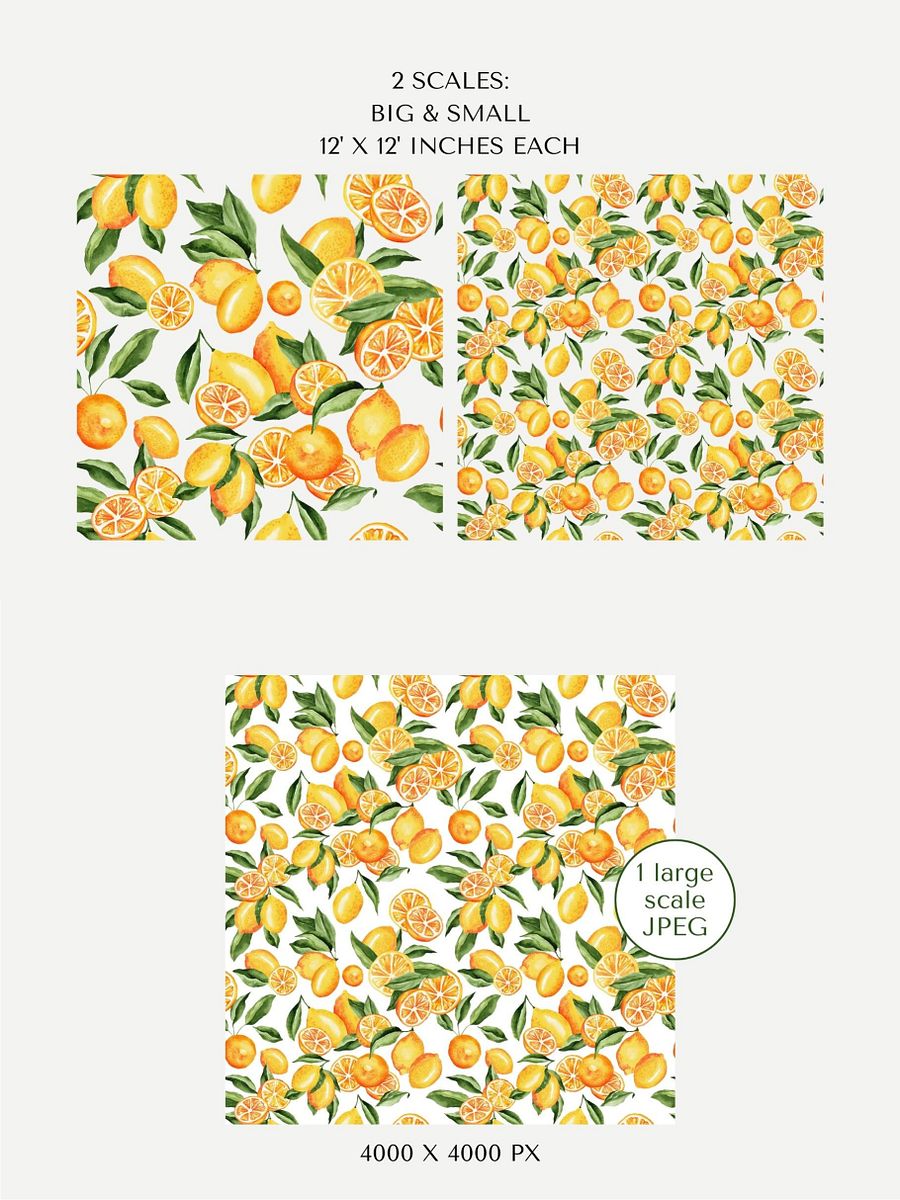 Single Lemon Seamless Pattern No10. Premium Watercolor product image (3)