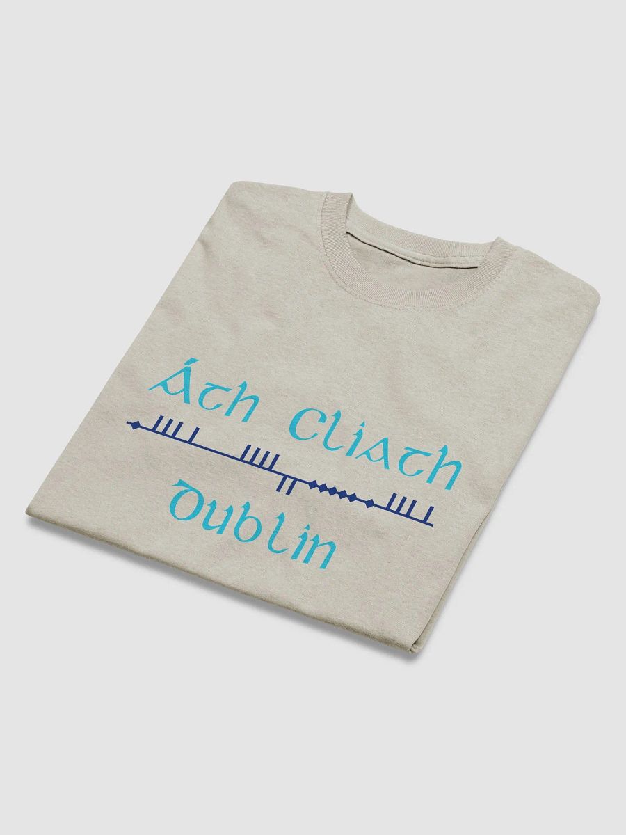 Dublin/Áth Cliath light blue and navy Scholastic style Ogham printed T-shirt product image (4)