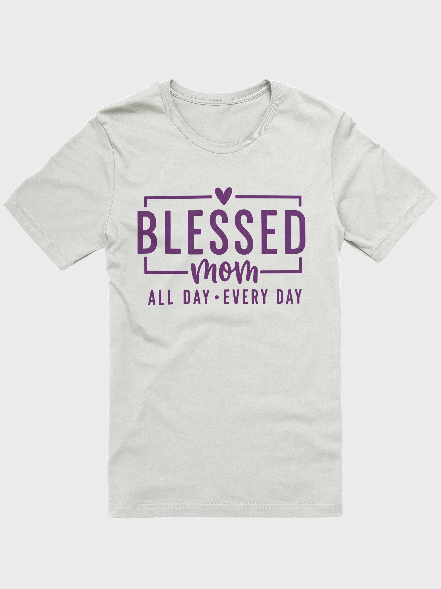 Blessed Mom T-Shirt | Framed Heart Script Design | All Day Every Day Motherhood Tee product image (1)